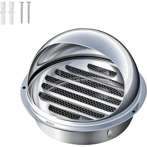 Grille ventilation inox ronde 160mm – Grille aération hotte résistante, design sphérique durable-