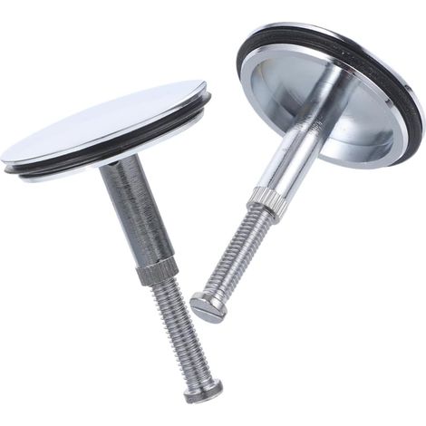 2 bouchons de lavabo, 4 cm, métal, plat, rotatif, pour bonde (1/5)