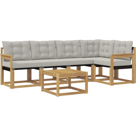 Set di divani da esterno 6 pcs Bianco e Grigio Chiaro vidaXL