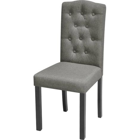 vidaXL Dining Chairs 2 pcs Grey Solid Wood Rubber and Fabric