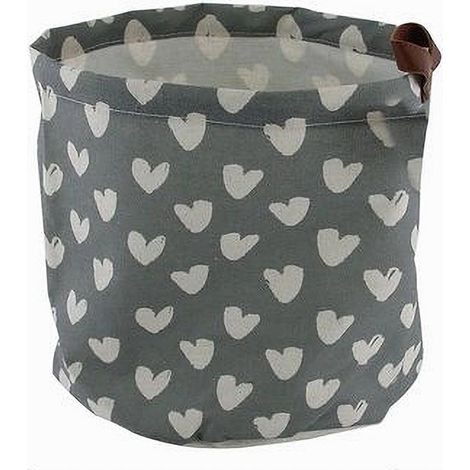 Cleafe - Cesto Porta Oggetti Con Cuori In Tessuto Con Manico Bagno Cucina 25x28cm 10612 - (1/2)