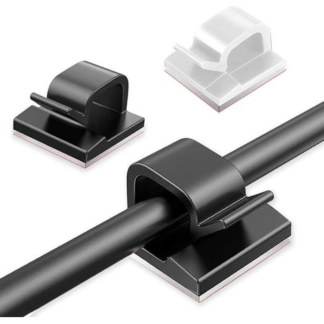Lot de 50 attaches-câbles autocollantes - Clips de câble 57