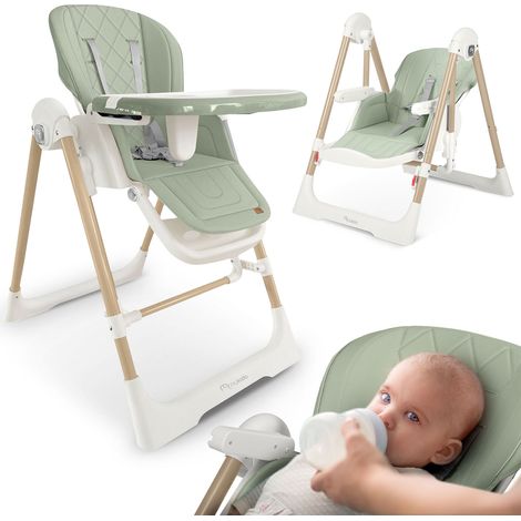 Chaise haute bébé 3 en 1 réglable – Chaise d'allaitement, transat et berceuse – Ceintures de sécurité 5 points – Facile à nettoyer
