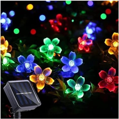 Solar String Lights, Cherry Blossom Fairy Lights, 50 LEDs, 8 Modes, Waterproof, for Outdoor Garden, Christmas, Patio, Indoor Decoration, Multicolor MUMU (1/4)