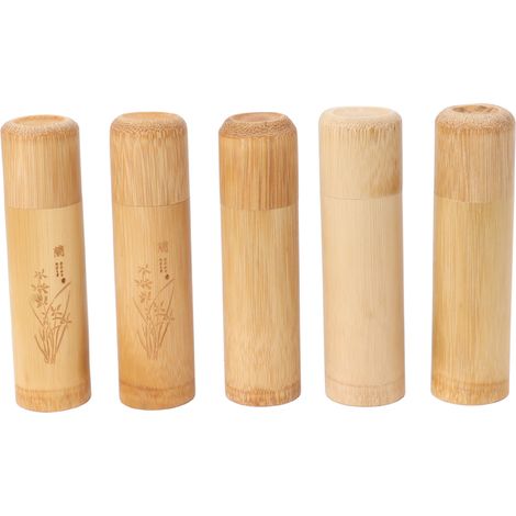 5 pièces de boîte à thé en bambou de 12 cm pour voyage, contenant à thé, pot pour café, noix, 2 orchidées, 3 neutres (1/5)