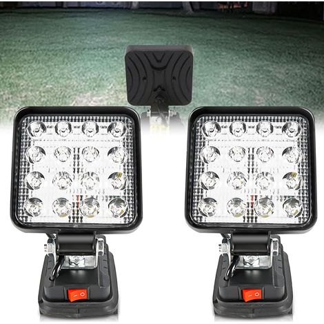 2 Pièces Lampe de Chantier 18V, 27W LED Sans Fil, Portable Projecteur Exterieur pour Makita Camping, Urgence [Classe Energétique A+++] (1/5)