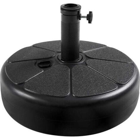 Pied de parasol pour mât de 40 mm, remplissable avec 22 L d'eau ou 36 kg de sable, idéal pour l'extérieur, le jardin, la terrasse et le balcon. (1/4)