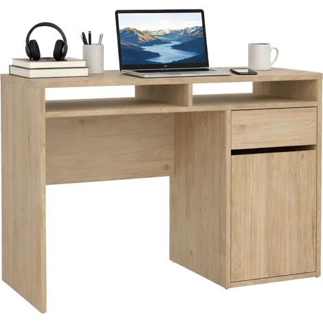 Dmora - Schreibtisch Cherie, Mehrzweckschreibtisch, Bürotisch für PC, Eckschreibtisch, 110x48 h77 cm, Eiche