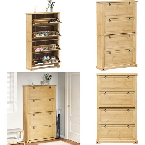 Armoire à chaussures Corona 99x32x163,5 cm bois de pin massif - Meuble Chaussure - Armoire Chaussure - Range Chaussures - Meuble Rangement - Rangement Intérieur - Home & Living (1/5)