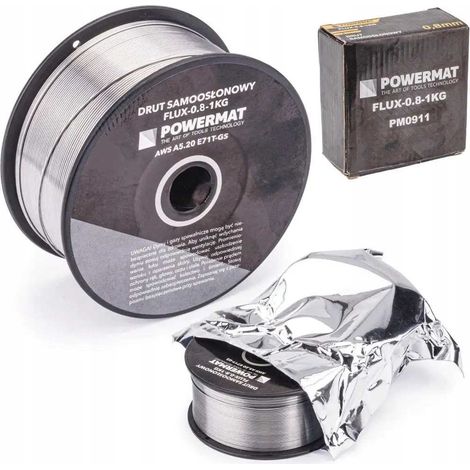 Alambre de soldadura autoprotegido con fundente de 0,8 mm y 1 kg FCAW POWERMAT (1/5)