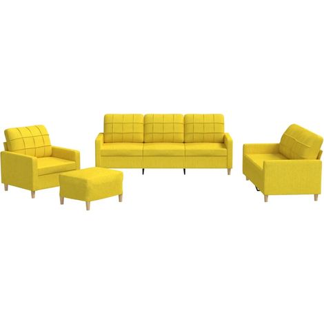 Maison Exclusive - Set di Divani 4 pz con Cuscini Giallo Chiaro in Tessuto