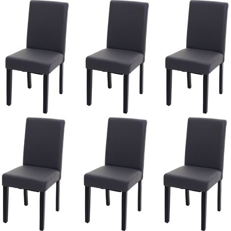 [JAMAIS UTILISÉ] Lot de 6 chaises de salle à manger Chaise de cuisine Littau, similicuir, gris mat, pieds foncés