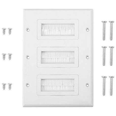 EJ.life Brosse Plaque Murale, Câble Entrée Sortie Brosse Plaque en Plastique Anti Poussière, Passe-Câble Passage de Câble Trou pour Câbles HDMI ou Câbles Réseau/Téléphoniques(3) (1/5)