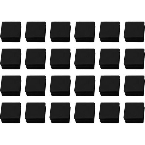 24 embouts carrés nervurés en plastique noir de 30 mm x 30 mm pour tubes (1/5)