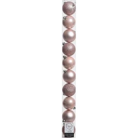 Lot de 6 boules de Noël (D80 mm) Alpine Rose poudré