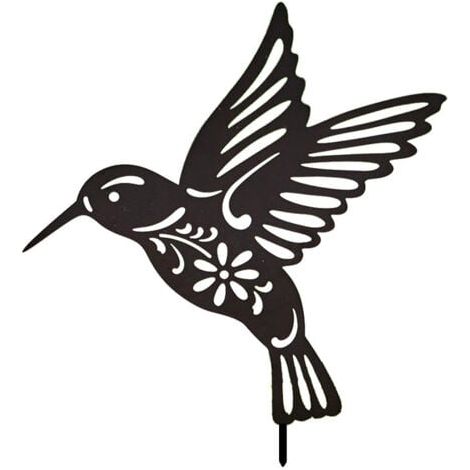 1 pcs Décoration Murale Colibri Oiseau En Métal Noir, Colibri Sculpture En Fer Colibri En Murale En Métal À Suspendre Décoration, Art Mural En Métal Oiseaux Pour Jardin Yard Paysage (le noir) (1/5)