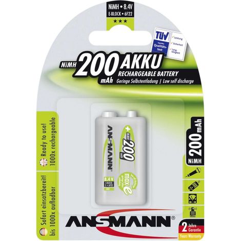 ANSMANN maxE - Batterie 9V - NiMH - (wiederaufladbar) - 200 mAh