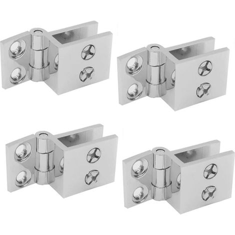 Charniere Porte Verre 4 Pièces Clip de Porte Verre Charnière Charnière Verre en Alliage de Zinc Charnière Porte en Verre de Meuble de Cuisine pour Clip de Fixation de Porte de Vitrine de Douche (1/5)