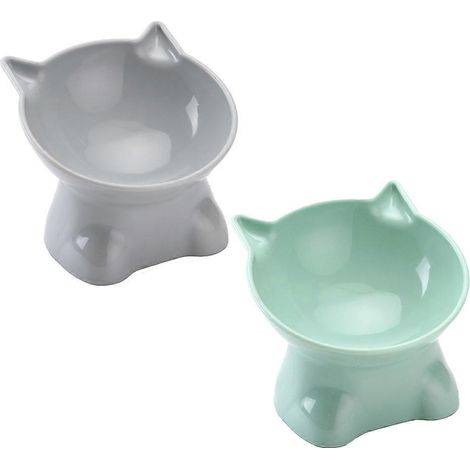 Lot de 2 gamelles surélevées pour chat et chien, pour nourrir et abreuver votre animal, afin de protéger sa colonne vertébrale - Style 6 (1/5)