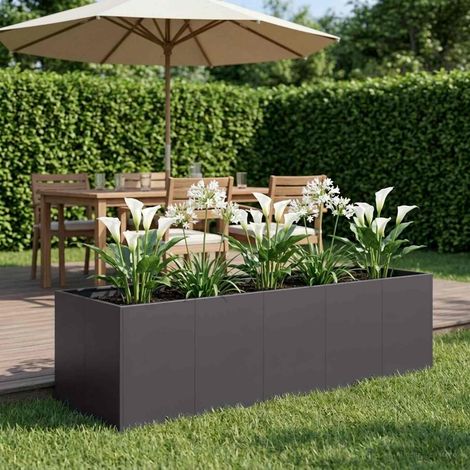 Cache-pot de jardin Noir 200 x 80 x 60 cm Acier laminé à froid (1/5)