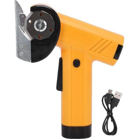 Ciseaux électriques sans fil rechargeables, coupe-cartons, ciseaux à tissu puissants avec lames de sécurité, jaunes (1/5)