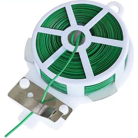 Sangle rotative pour plantes de jardin, 100 m, réutilisable, avec coupe-fil intégré, verte. (1/5)
