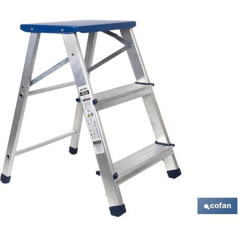 COFAN taburete aluminio 3 peldaños y 0,67 m altura , Taburete plegable ideal para alcanzar todas aquellas zonas de la casa, oficina o taller. Es adecuado para poder llevar a cabo c (1/7)