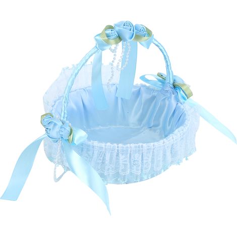 Panier à Bonbons en Dentelle Portable pour Mariage - Décoration de Cérémonie Bleue (1/5)
