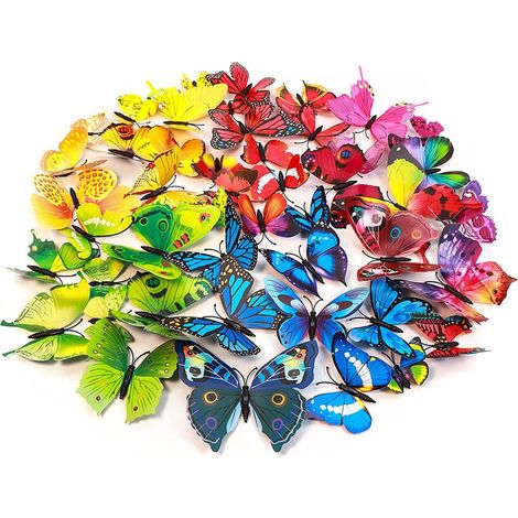 72er-Pack 3D-Schmetterlings-Wanddekorationen, abnehmbare Schmetterlings-Wandaufkleber, Schmetterlingsdeko für Wohnzimmer, Kinderzimmer, Schlafzimmer