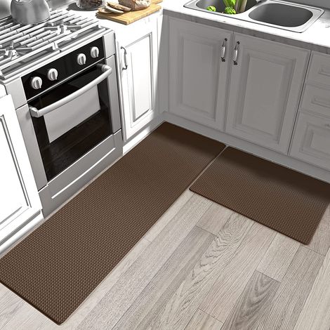 Household PVC leather waterproof floor mat, creative cartoon long strip kitchen anti-slip and oil-proof mat - brown - 441201CM