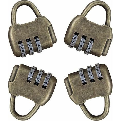 4 Pièces Cadenas Code Cadenas Casier Code Cadenas Antivol à Combinaison 3 Chiffres Rétro Serrure À Combinaison Cadenas Vintage Porte Exterieur Cadenas de Securite Sans Cle (1/4)
