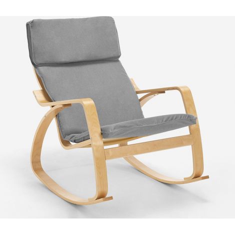 Sillón mecedora de madera con diseño escandinavo Aalborg - Gris claro (1/5)