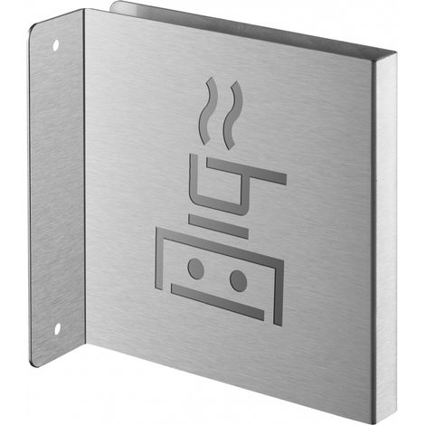 Targa segnaletica <>, acciaio inox spazzolato, 120 x 120 mm, con bordo ripiegato – THIRARD