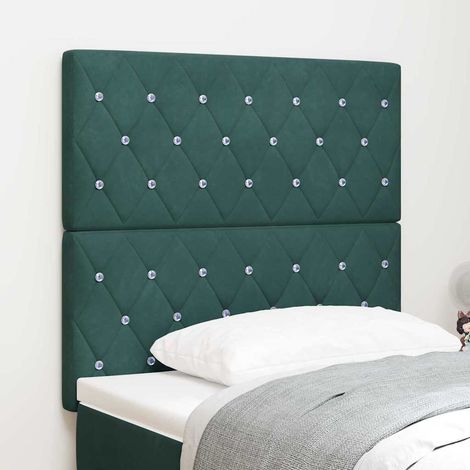 Tête de lit-Panneau de lit en Velours Argyle Vert foncé 100 cm Velours 834937 (1/5)