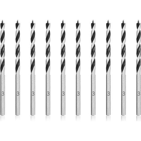 Bits to Wood Helical 3mm 10 Pieces Bit for Wood Professional Drill Brad Point for Wood (1/5)