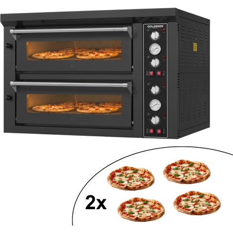 Four à pizza électrique 4+4 x Ø34 cm (12kW - 380V) Série "PIZZA CHEF" PREMIUM - GOLDINOX
