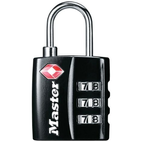 Master Lock 4680EURDBLK Cadenas à Combinaison TSA, Noir, 5,5 x 3 x 2,6 cm