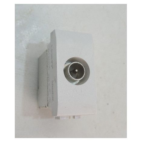 Prise TV simple 1 module blanc sortie 9.52mm mâle LivingLight BTICINO N4202D