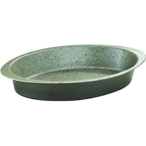 Trade Shop - Oval Backblech für den Ofen 35 x 23 x H6 cm in antikkratzfestem Aluminium 037081M -