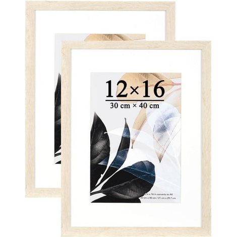 Bilderrahmen Plexiglass Fotorahmen 2er Set 30x40 cm Eiche Holz (1/5)