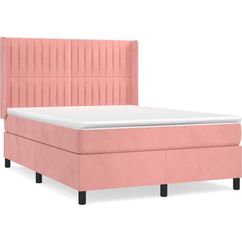 Maison Exclusive - Giroletto a Molle con Materasso Rosa 140x190 cm in Velluto