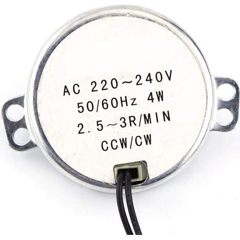 Moteur Synchrone de Micro-Ondes Electrique Adapté au Moteur de Table Remplacement Plateau Tournante de Moteur de Synchron Rond 4W CW/CCW 220-240V(2.5-3RPM) Électrique, Plateau Tournant, CW/CCW, Rempl (1/5)