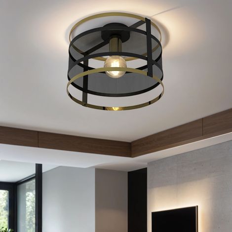 Plafonnier Noir E27 Ø 30 cm rond Métal Moderne Lampe de plafond (1/5)