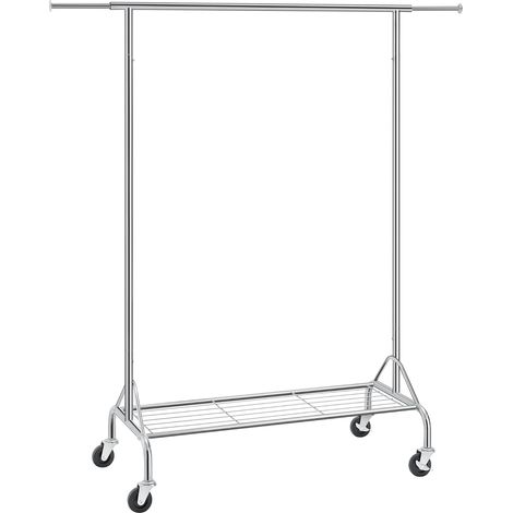 Portant à Vêtement Charge maximale 50 kg Métal chromé Barre extensible avec roulettes (1/5)
