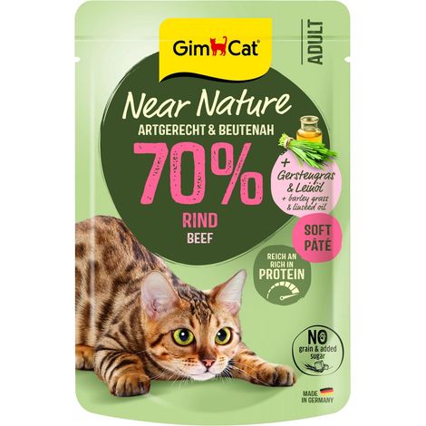GimCat Near Nature Aliment pour chat sans céréales - Sachet de 85 g - Bœuf 85 g