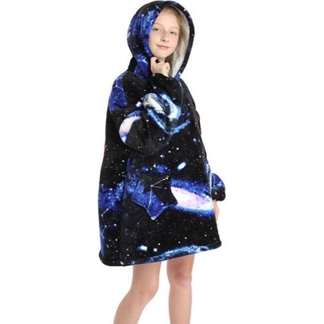 1 pièce Robe-Couverture Polaire en Flanelle, à Manches et Capuche, Douce et Confortable pour Enfants, Idéale Lecture/TV/Canapé
