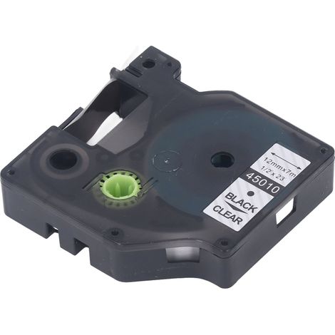Convient au papier d'étiquettes auto-adhésives DYMO D1 avec ruban, d'une épaisseur de 12 mm, pour l'impression d'autocollants avec un fond transparent de 12 mm et un texte noir. (1/5)