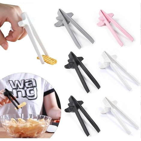 6 piècesLot de 6 baguettes pour gamers, pinces à snacks pour gamers, pinces à snacks réutilisables en plastique, pour attraper facilement chips, popcorn et autres en-cas au bureau sans en mettre parto (1/5)
