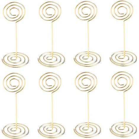 Lot de 12 supports pour photos, porte-numéros de table et pinces pour menus papier pour mariage (doré)-Golden