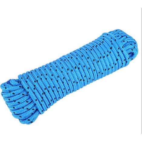 Corde en polypropylène 8 mm x 20 m bleue avec fil noir - laisse d'amarrage, corde en polypropylène corde polyvalente, charge de rupture : 632 kg Sunflower